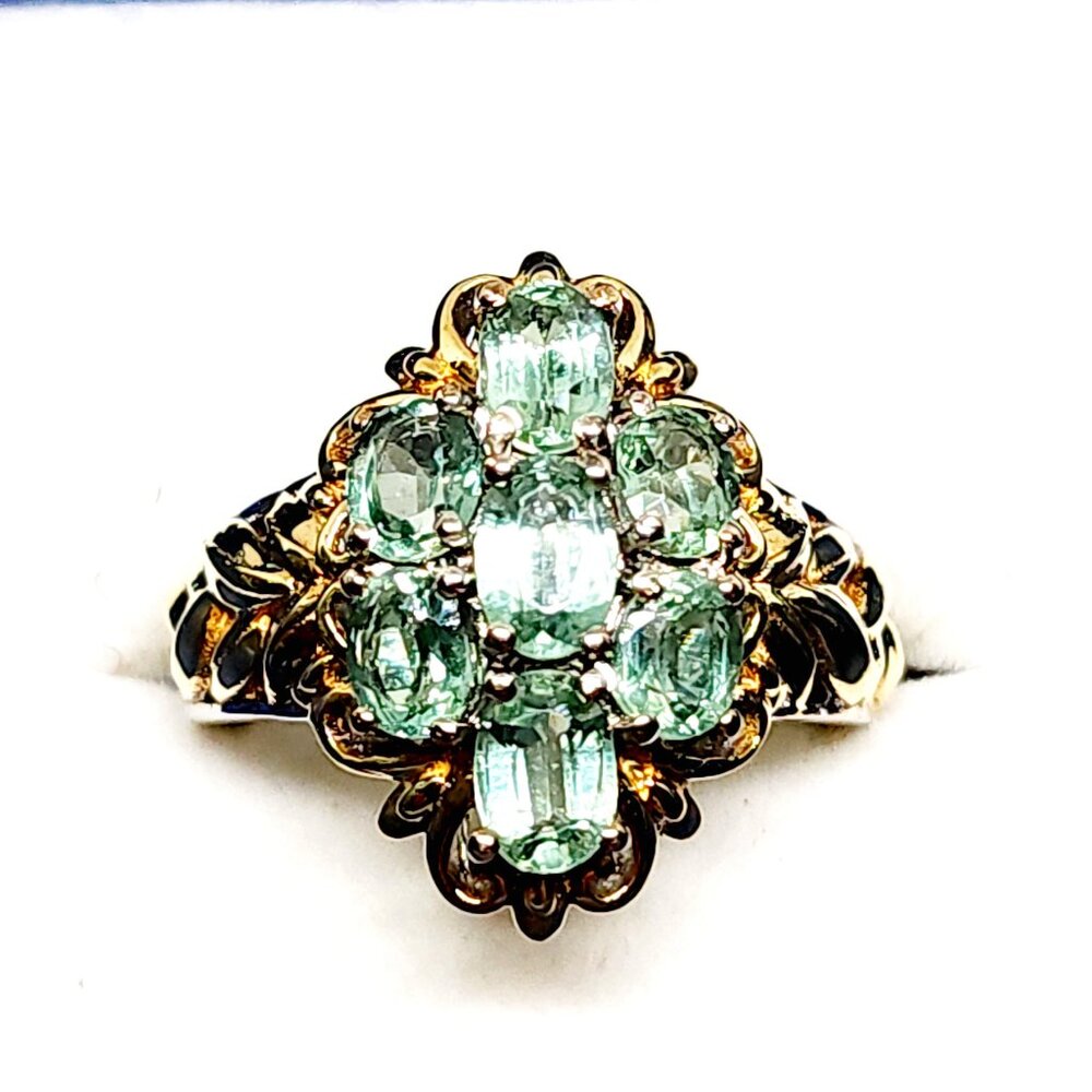 SOLD! Rare Mint Green Kyanite ring in 14k YG vermeil & Plat/925 SS 5.00 cts sz 8